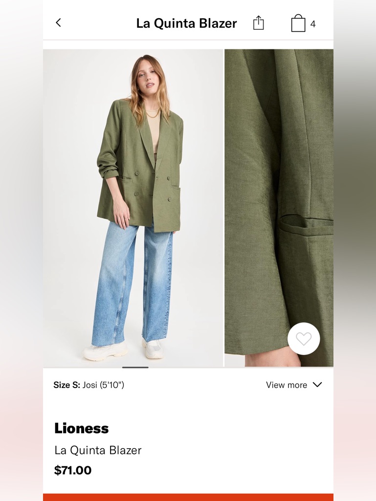 Lioness Olive Green Double-Breasted Blazer Nwot